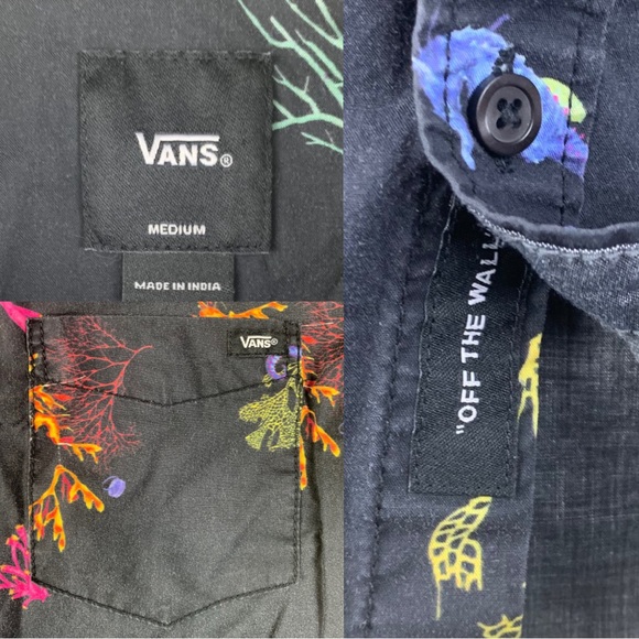 Youth Med VANS Reality Coral black short sleeve button up shirt - Picture 2 of 3